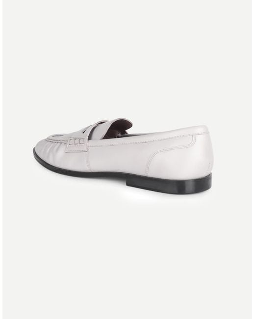 OFF THE HOOK White Sienna Real Leather Loafers With Ruched Detail