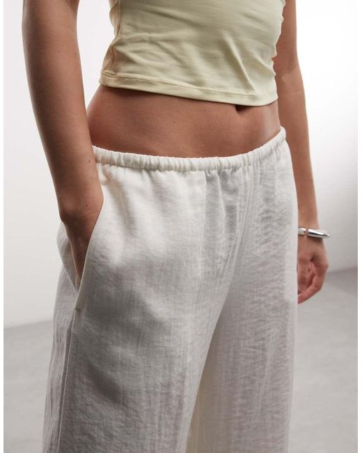 Weekday White Pull On Wide Leg Crinkle Trousers