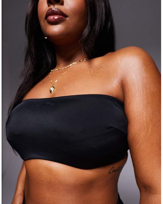 ASOS Black Asos Design Curve Maya St Lucia Hidden Underwire Bandeau Bikini Top