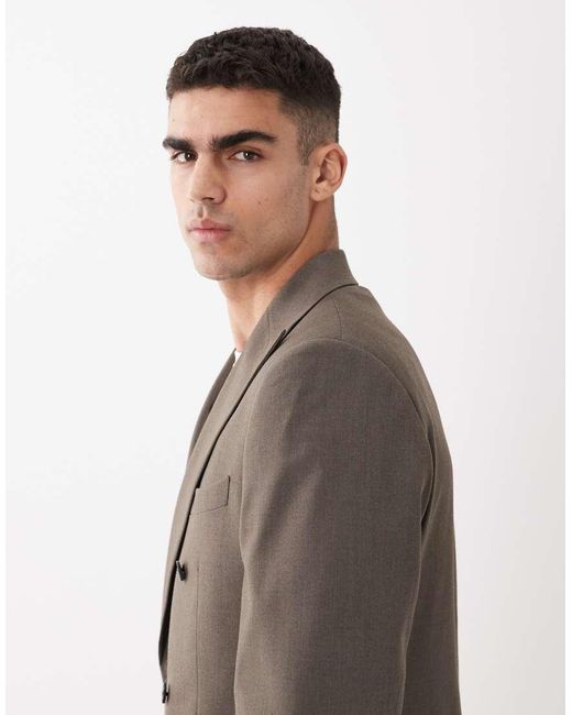 ASOS Brown Regular Double Breasted Suit Jacket for men