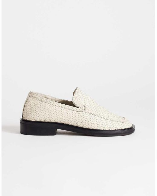 TOPSHOP White Bali Leather Weave Flat Shoe Loafer