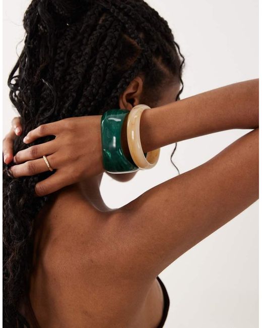 ASOS Brown Pack Of 2 Mixed Resin Bangles