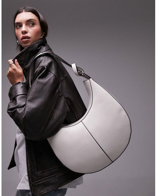 TOPSHOP Gray Stella Scoop Shoulder Bag With Knot Detail