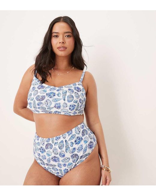 ASOS Blue Asos Design Curve Shelina High Leg High Waist Bikini Bottom