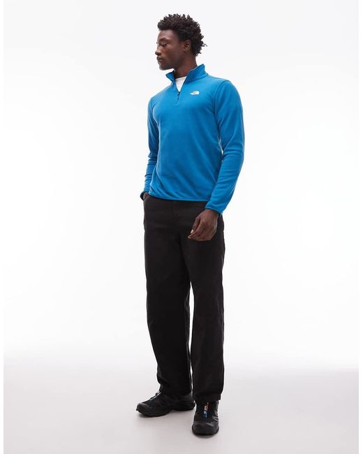 The North Face Blue Glacier 1/4 Zip Logo Fleece for men