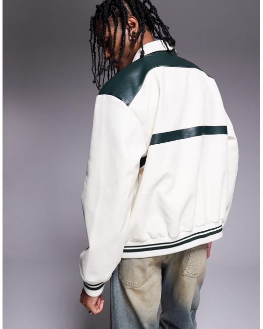 ASOS – motocross-bomberjacke aus kunstleder in Gray für Herren