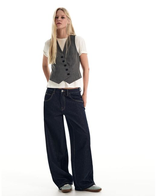 Bershka Gray Striped Gilet