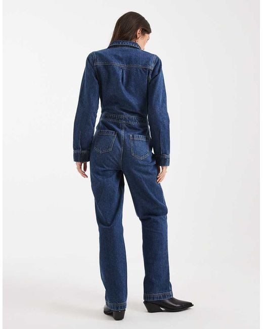 Miss Selfridge Blue Denim Boilersuit