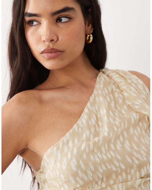 Mango Brown Textured One Shoulder Top