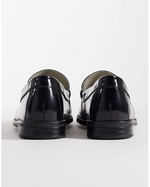 Jack & Jones Black Leather Penny Loafer for men