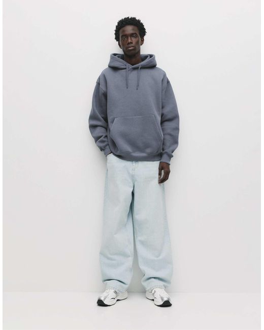 Sweat à capuche basique - -gris Pull&Bear pour homme en coloris Blue