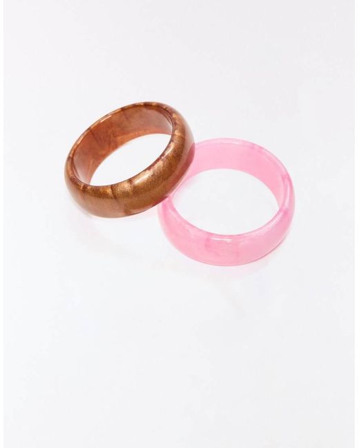 Bershka Set Van Armbanden Van Hars in het Pink
