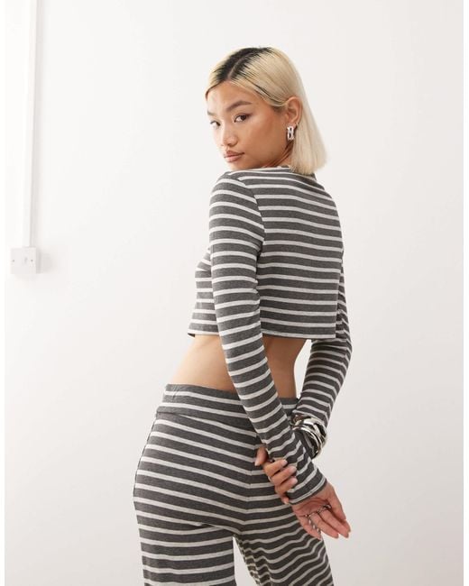 Collusion Gray Micro Crop Cardigan