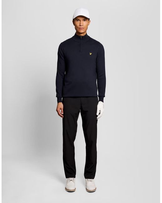 Lyle & Scott Blue Mid Knits Golf Quarter Zip Jumper for men