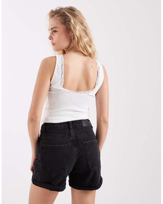 Vero Moda Black Loose Denim Shorts With Turn Up