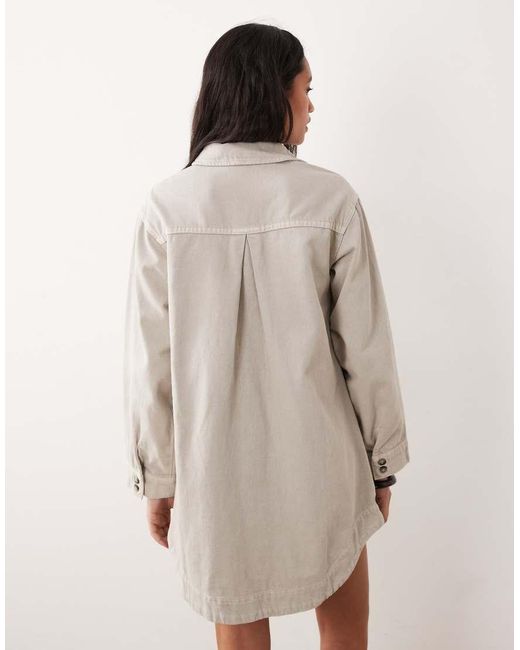 ASOS Natural Boxy Long Sleeve Shirt Dress