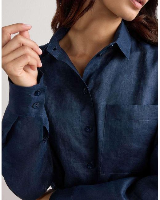 Intimissimi Blue The Pure Linen Plain-Weave Linen Shirt