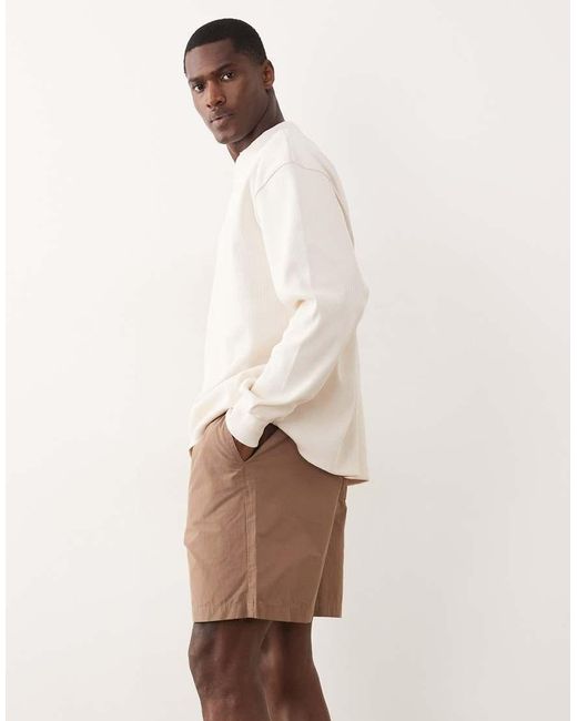 New Look Natural Pull On Parachute Shorts for men