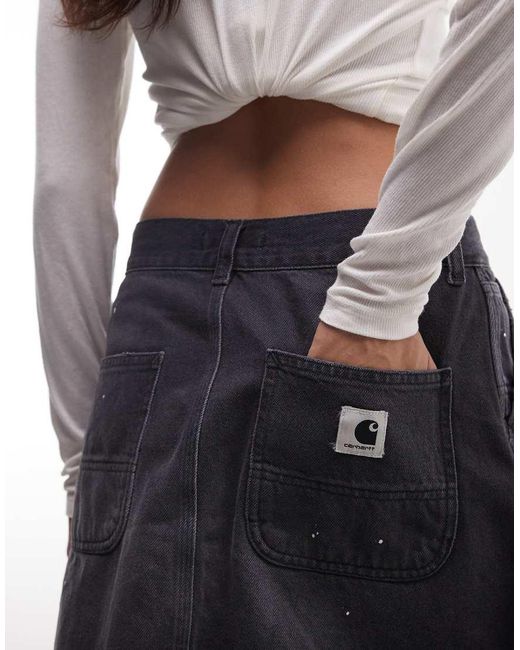 Carhartt Black Maeve Double Knee Denim Mini Skirt With Paint Splatter Effect Co-ord