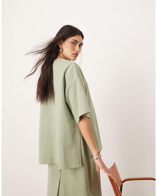 ARRANGE Green – hochwertiges oversize-t-shirt aus schwerem strukturiertem jersey