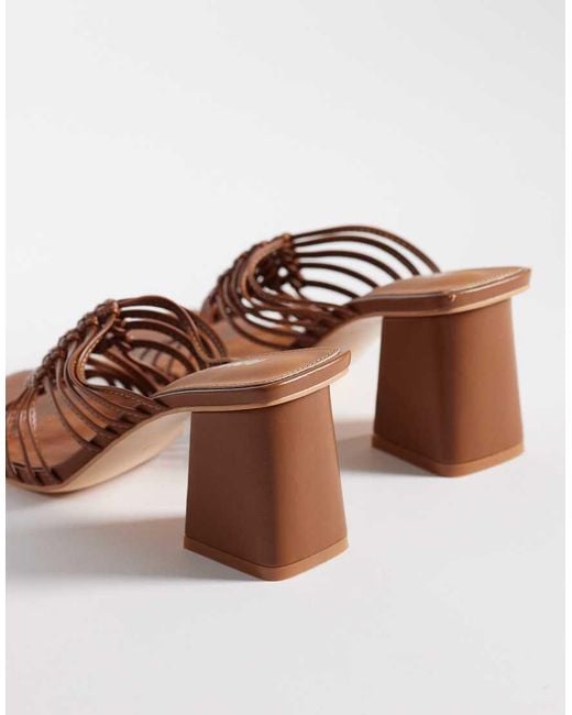 Public Desire Brown Woven Block Heeled Sandals