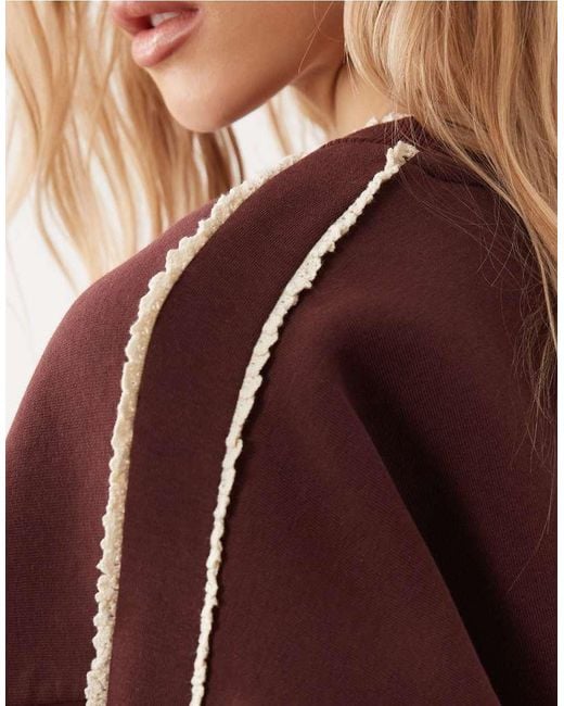 ASOS Brown Sweatshirt Co-ord With Crochet Lace Detail
