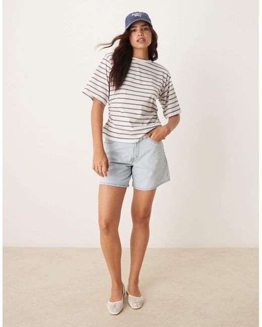 ASOS Multicolor Cinched Side T Shirt With Shoulder Pads