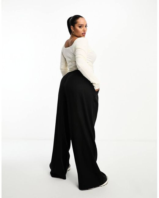 ASOS White Asos Design Curve Clean Front Wide Leg Pants