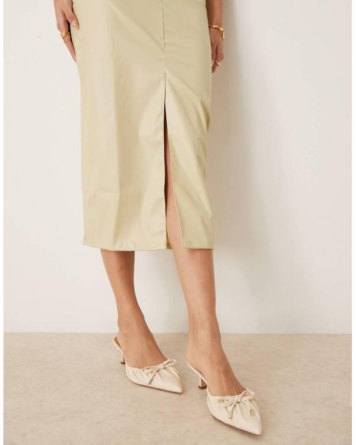 ASOS Leer-Look Midi Kokerrok in het Natural
