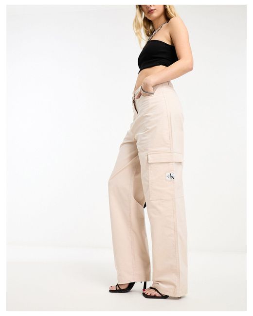 Pantalon taille haute en velours côtelé - beige Calvin Klein en coloris Natural