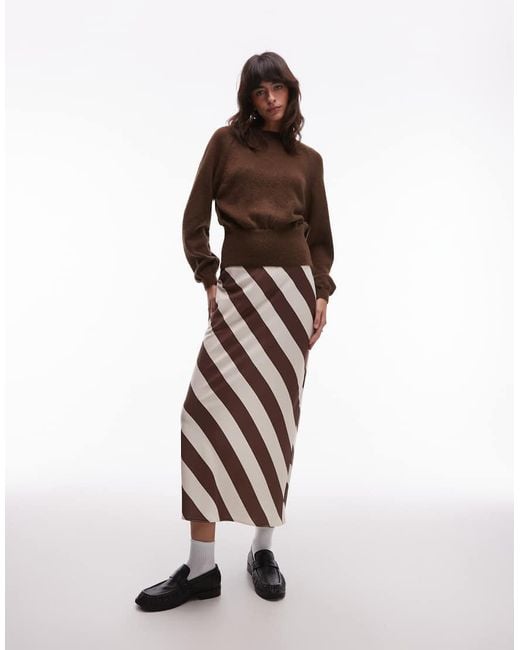 ASOS Brown Fluffy Knitted Jumper With Cinched Waist