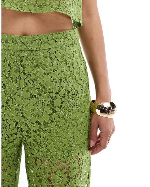 Object Green Wide Leg Lace Trouser Co-Ord