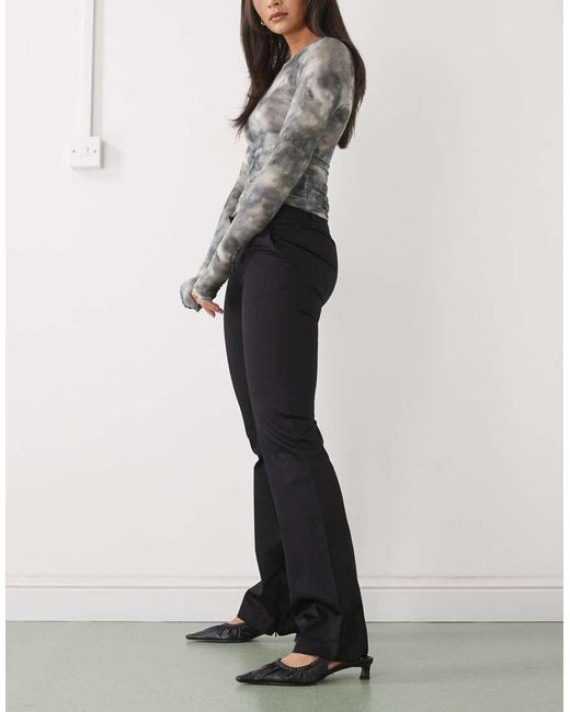 Monki Black Flared Tailored Trousers