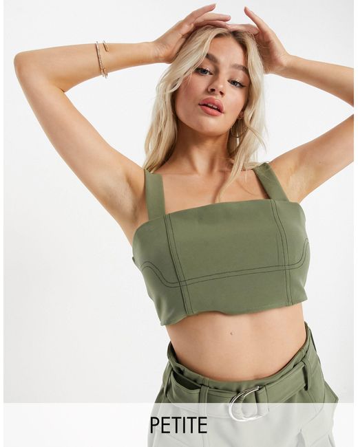 4th & Reckless Petite Co-ord Crop Top in Green - Lyst