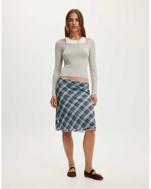 Cotton On Gray Long Sleeve Boatneck Layered Knit