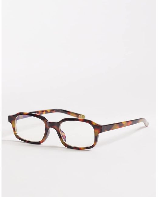 ASOS Brown Slim Rectangle Glasses for men