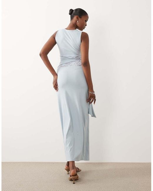 The Frolic White Exclusive Lace Insert Tie Detail Maxi Dress