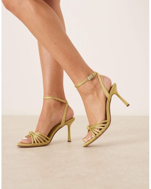 ASOS Natural Hero Knotted Mid Heeled Sandals