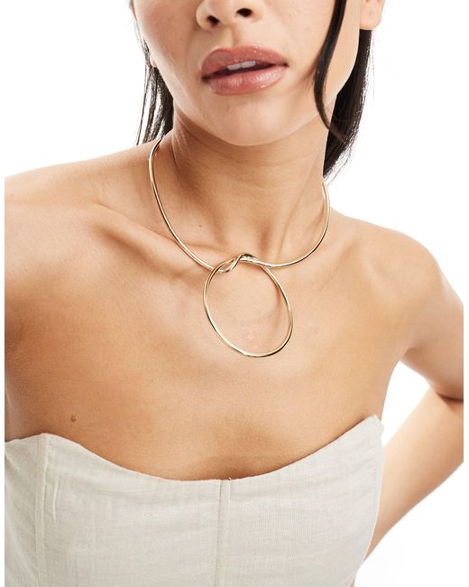 ASOS Brown Torque Necklace With Oversized Knot Design