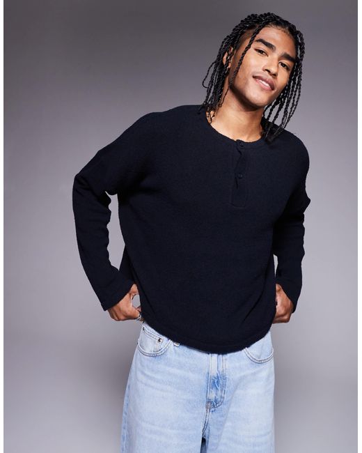 ASOS Blue Super Oversized Cropped Lightweight Jumper for men