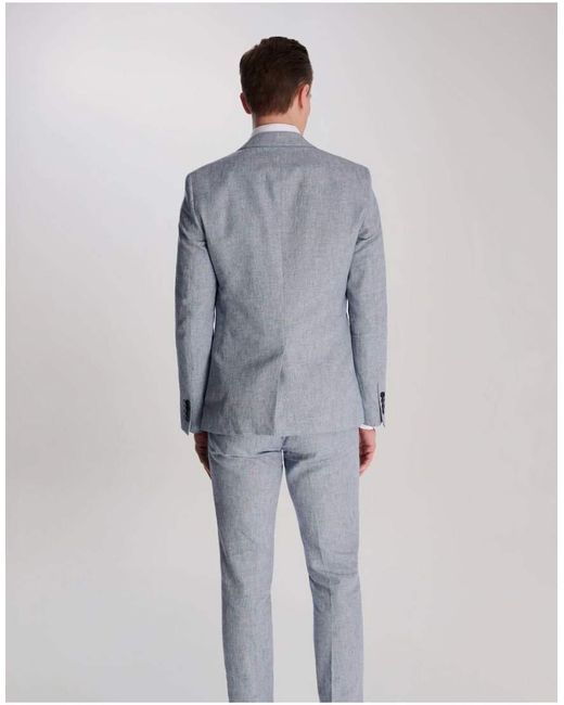 Harry Brown Blue Giacomo Slim Fit Cotton Linen Suit Jacket for men