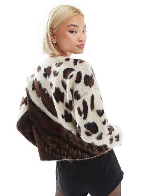 Threadbare Black Crew Neck Leopard Print Jumper