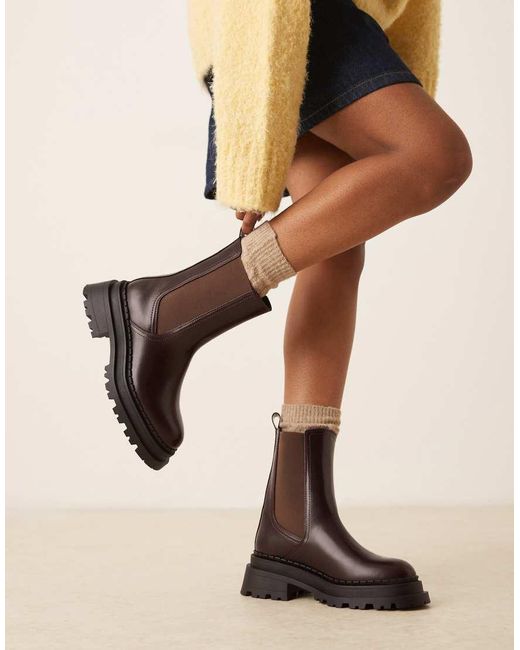 ASOS Natural Wide Fit Austin Chunky Chelsea Boots
