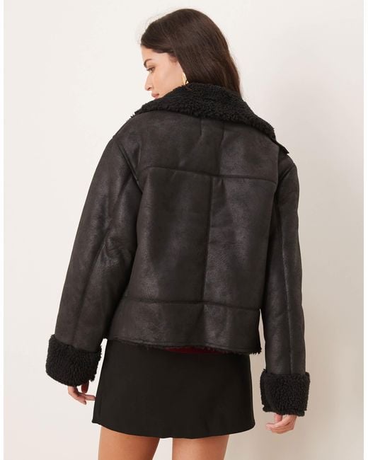 Pimkie Black – pilotenjacke aus lammfellimitat