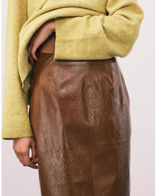 ASOS White Faux Leather Clean 90s Length Midi Skirt