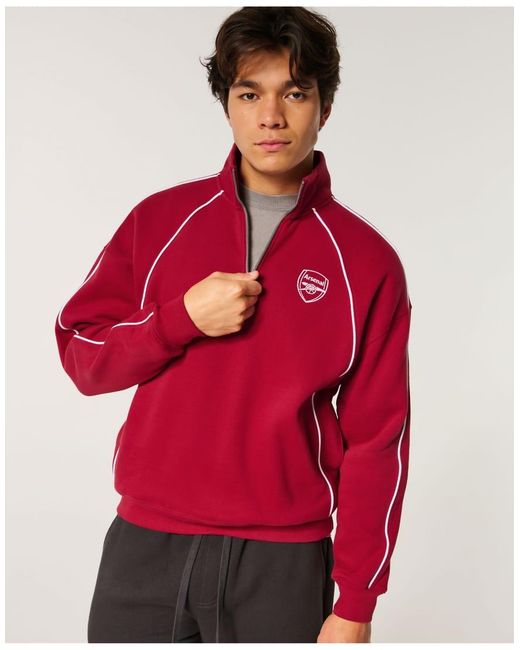 Hollister Red Quarter-Zip Arsenal Fc Sweatshirt for men