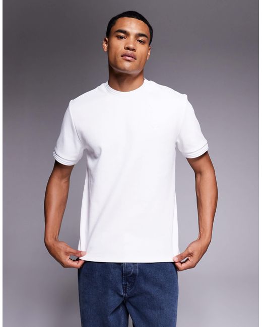 River Island White Slim Fit Scuba T-shirt for men