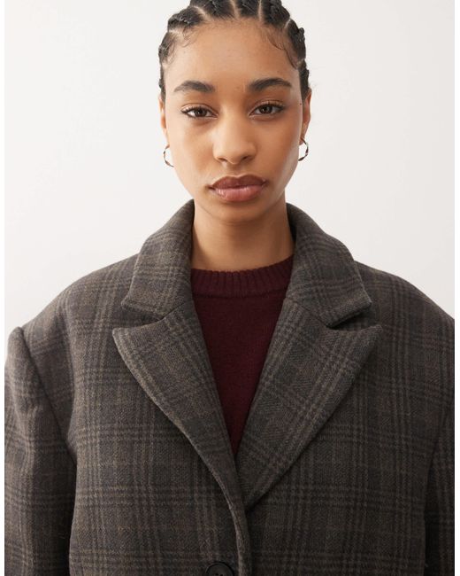 Weekday Wool Blend Oversized Coat With exaggerated Shoulders in Brown ...