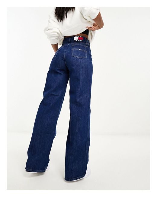 Tommy Hilfiger Blue Claire High Rise Wide Leg Side Tab Jeans