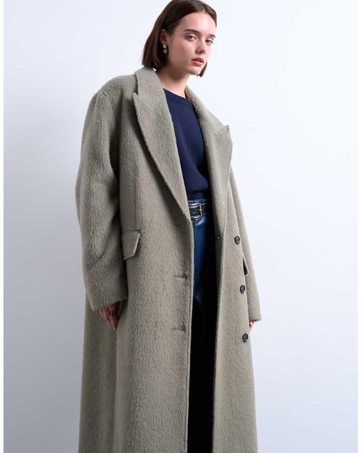TOPSHOP Black 3 Button Brushed Coat With Wool